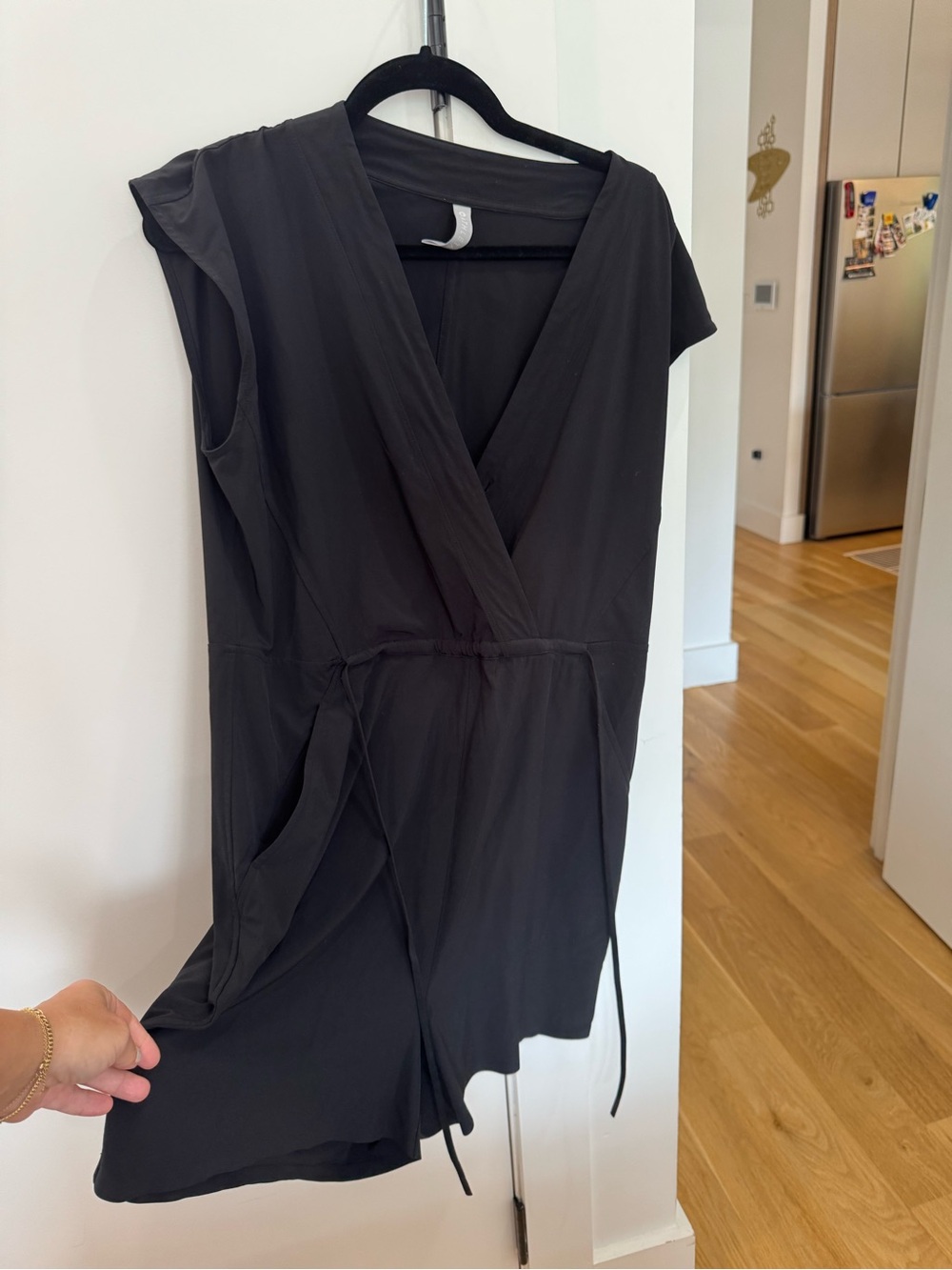 Athleta Black Faux Wrap Romper M